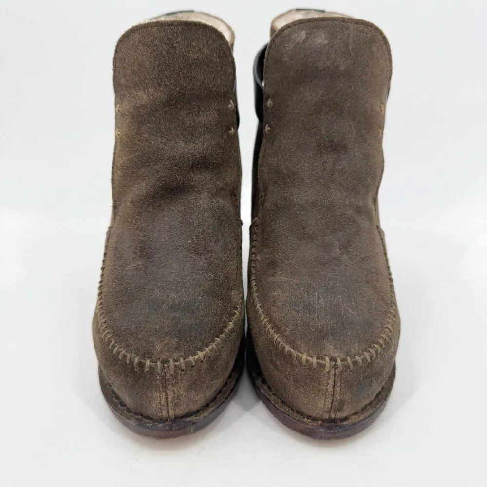 RAG & BONE Sukh Brown Black Suede Wedge Booties Size 8 EUR 38